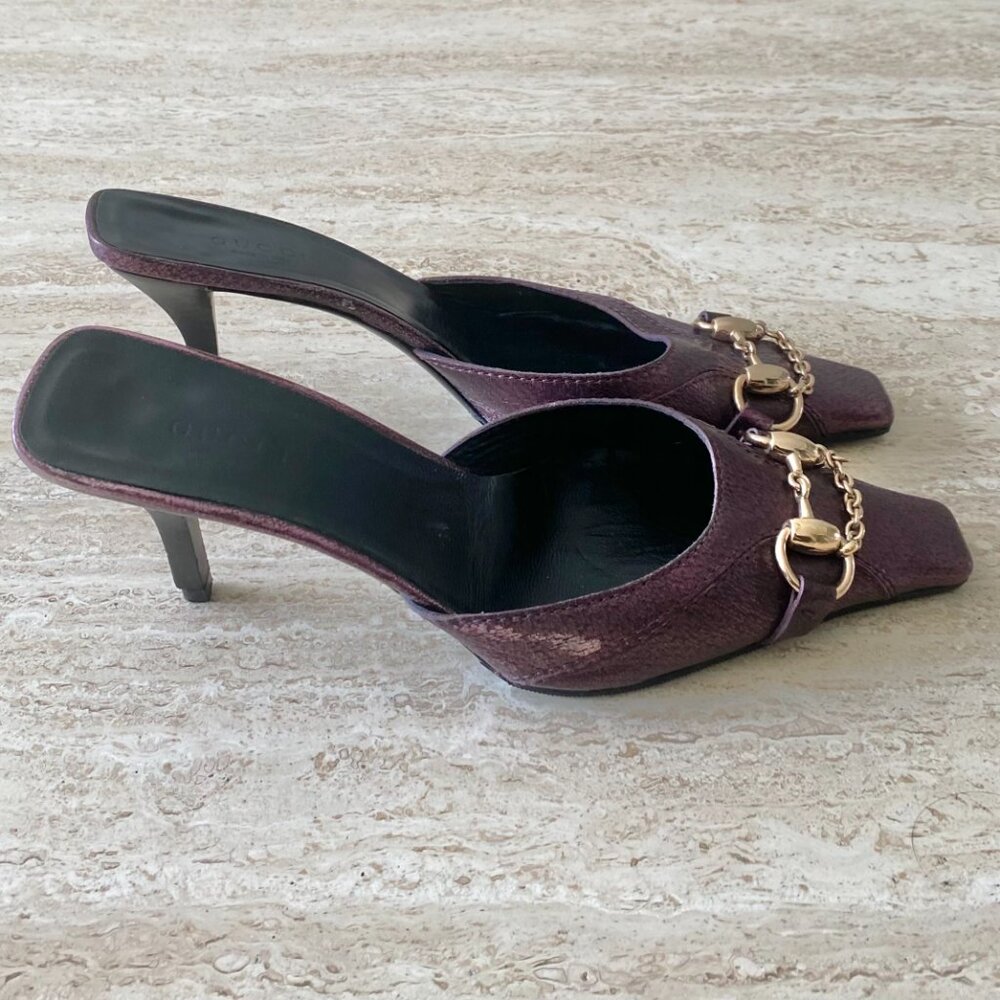 Vintage Gucci Tom Ford-era Horsebit Chain Mule Heels - Picture 3 of 9